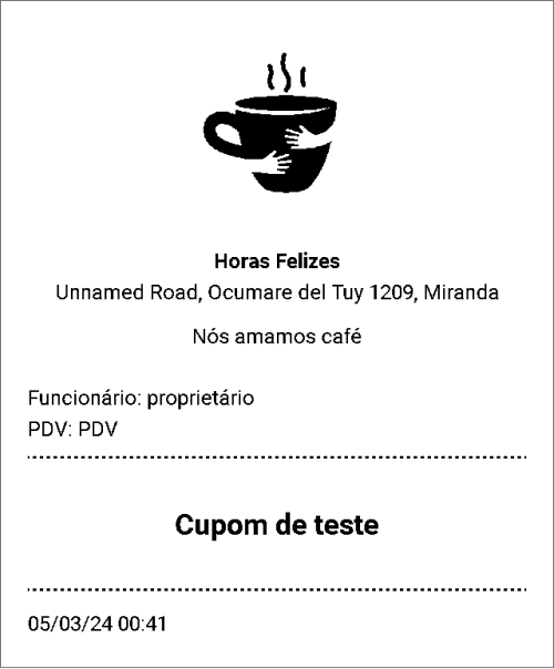 Cupom é impresso