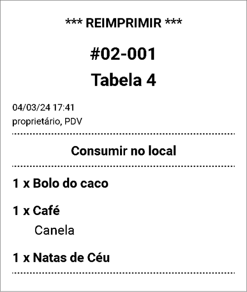 Pedido reimpresso