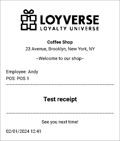 Test receipt