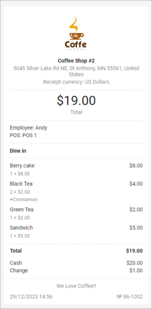 logo for Emailed receipt