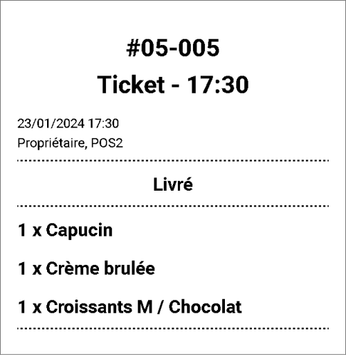 Commande imprimée