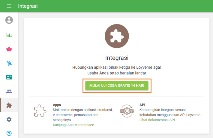 Tombol 'Memulai integrasi'