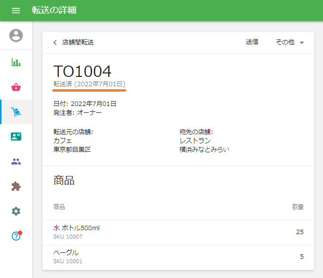 転送済